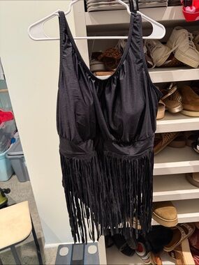 Sea by Monif C. Black Fringe Swim Dress